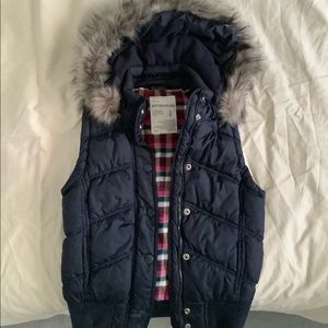 Aeropostale Navy Blue Puffy Vest with Hood